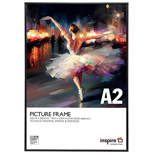 Inspire By Hampton ALUMINIUM A2 (42x59cm) Black Poster Certificate Frame Acrylic (Non-Glass) IBHPAAFA2BBLKX-PK1