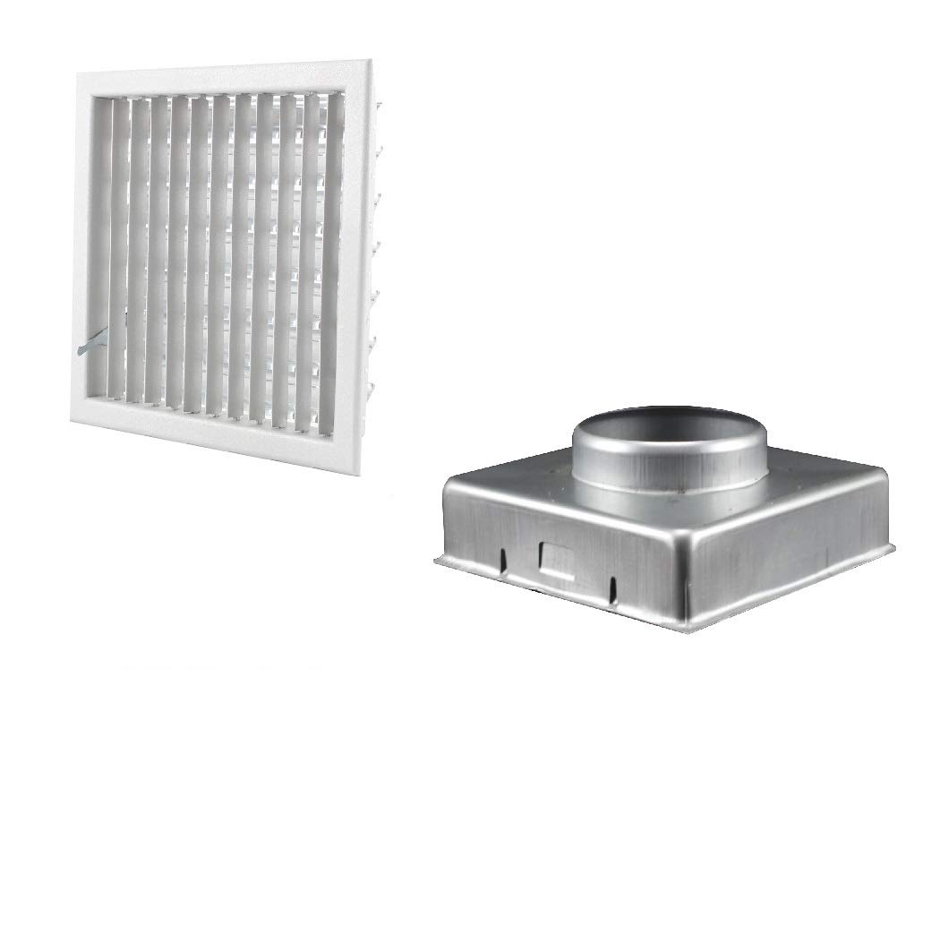 Rejilla de ventilación New Model 22 x 22 cm, gris, diámetro de 120 mm, ajustable, con persiana para chimenea