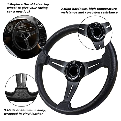 MOTAFAR Universal Racing Steering Wheel, Gaming Steering Wheel 13.6" 6 Bolts Grip Vinyl Leather with Horn Button for Race/Rally/Motorsport/Car Sim Driving(Black) - Image 4