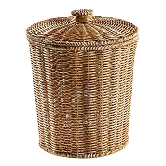 IMIKEYA Geflochtener Korb Mit Deckel - 30x22x17.5cm Rattan-Design - Für Obst, Aufbewahrung, Deko