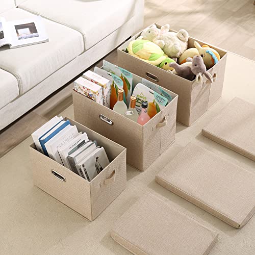 Image of HOKIPO Multipurpose Storage Box with Lid for Wardrobe, Home and Office, Beige, Medium, Pack of 2 (AR-4369-M*2)