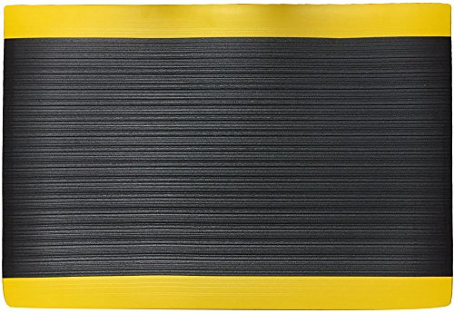 Comfort Step 3/8" Anti-Fatigue Mat with Ribbed Emboss, Black with Yellow Border, 3' x 5' - Thumbnail 3