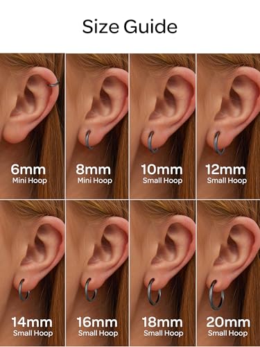 Image of ChicSilver 925 Sterling Silver Huggie Hoop Earrings Small Hoop Earrings for Women Hypoallergenic Silver Huggie Earring Cartilage Earrings for Women (6 /8 /10 /12 /14 /16 /18 /20MM)