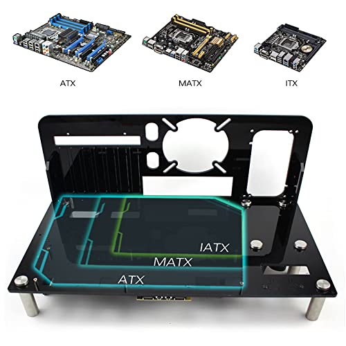 Chasis transparente simple con refrigeración líquida DIY, plataforma de prueba abierta para motherboard ITX, ATX, MATX, soporte para gabinete de PC acrílico, ATX miniatura 3