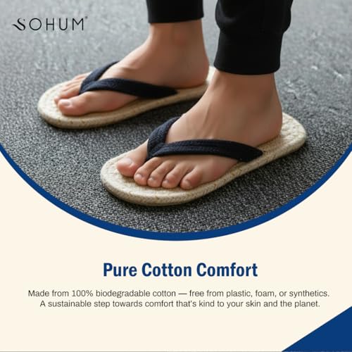 Image of Sohum V Strap Cotton Braided Slippers for Men & Women 1 Pair | Ultra-Soft, Lightweight & Breathable| Handmade Unisex Flip Flops