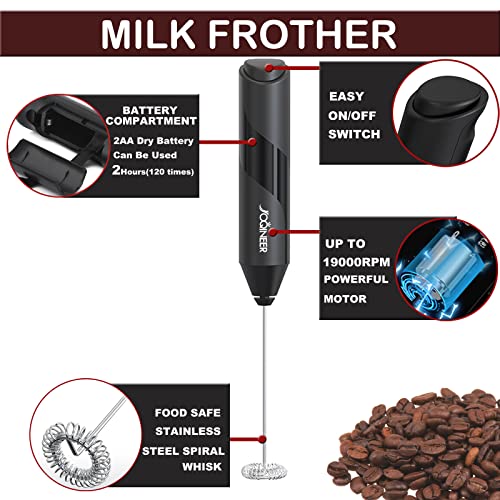 Espumador de leche de mano con pilas batidor eléctrico de espuma para café, café con leche, capuchino, chocolate… - Imagen 3