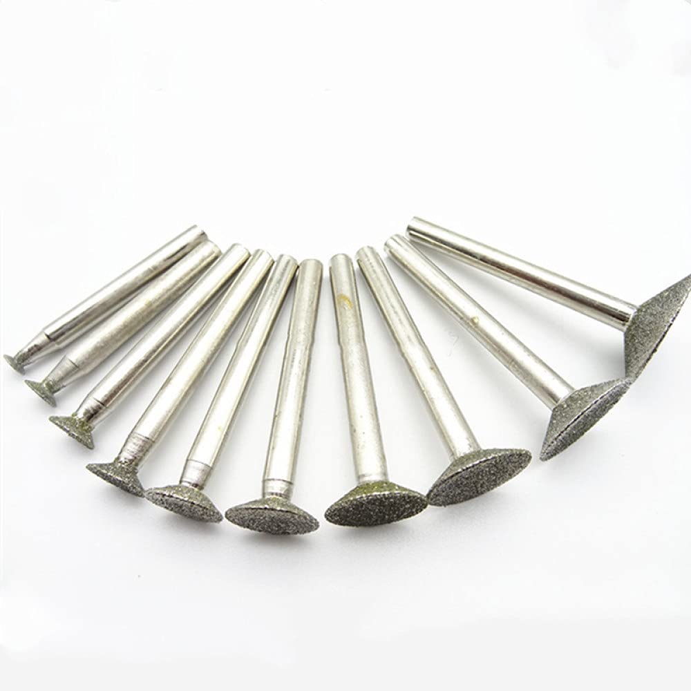 10 pezzi 6 mm gambo diamante rettifica testa lucidatura abrasiva punta per unghie pietra giada taglio di metalli intaglio trapano frese strumento agata smeraldo, 18 mm