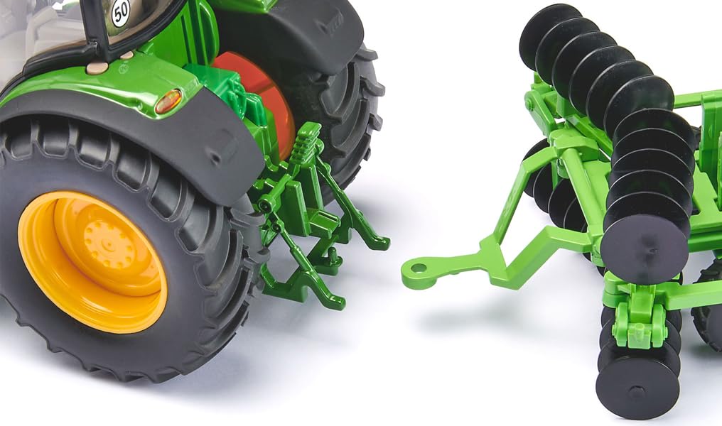 siku 2071, Brona talerzowa, 1:32, Metal/Tworzywo sztuczne, Zielony/Czarny, Rozkładane ramiona z ruchomymi talerzami, Gumowane opony, Zabawkowy model kompatybilny z zaczepami przyczep traktorów 1:32
