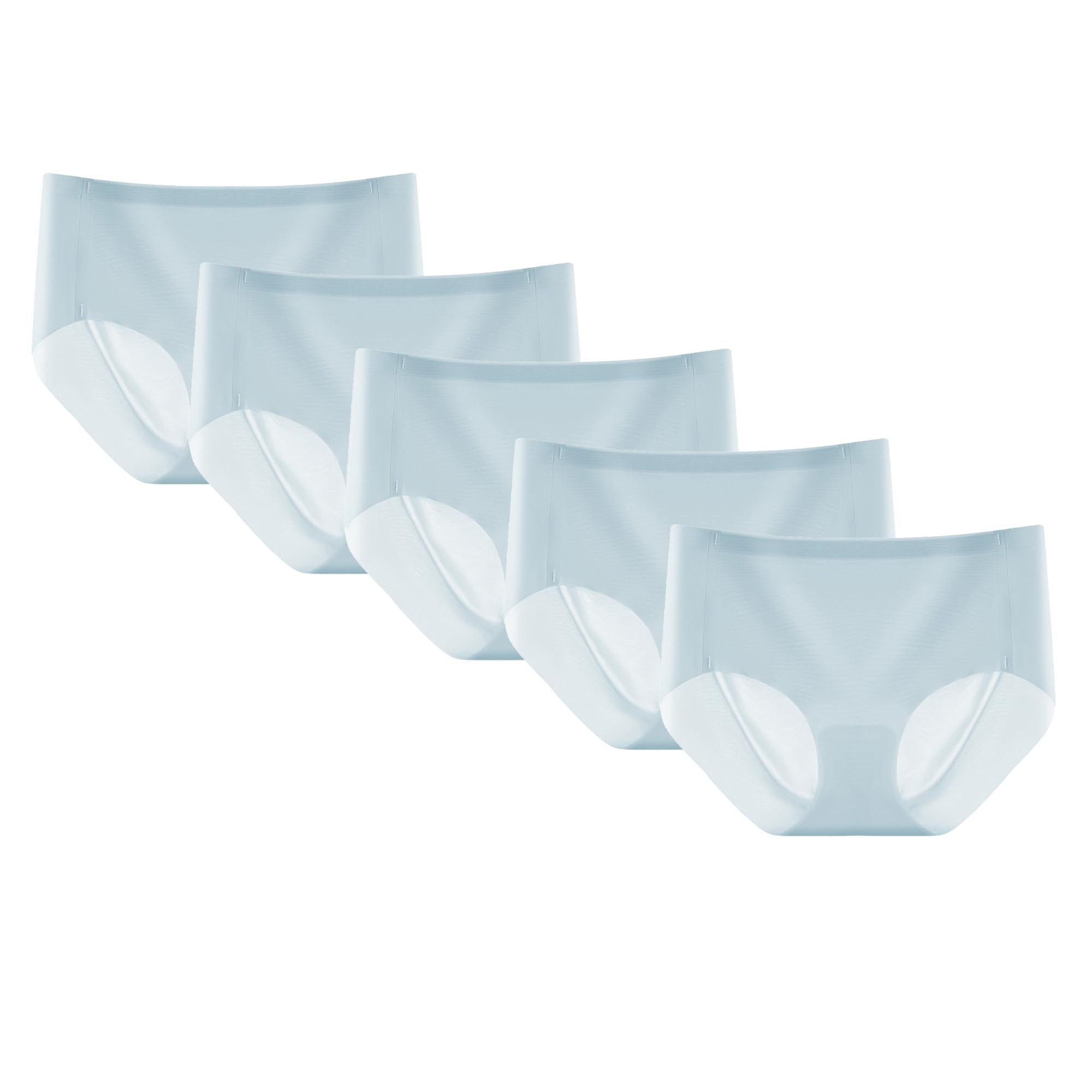 Calzoncillos invisibles de una pieza para mujer, de seda de hielo, paquete múltiple, bragas elásticas, suaves, ropa interior básica (azul claro, 5 piezas, XXL)