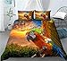 NIUBBTrzyczęściowy komplet pościeli z czystej bawełny na kołdrę,200 * 200CMZachód słońca krajobraz zwierząt papugaMiękki i wygodny z poszewką na poduszkę