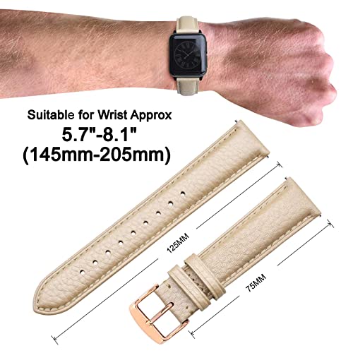Image of ANNEFIT Watch Band 16mm, Quick Release Textured Padded Leather Straps with Rose Gold Buckle for Men and Women (Gold)
