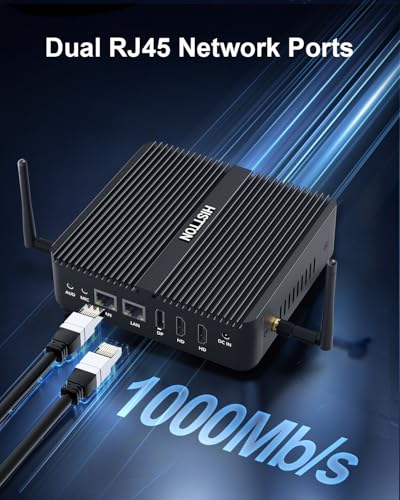 Image of HISTTON Mini PC N100, Alder Lake N100 (3.4GHz), 8GB DDR4 RAM 256GB NVMe SSD, Fanless Mini PC Win 11 Pro Supports WiFi6,BT5.2,USB 3.0,4K Triple Display, Dual LAN Industral Mini PC