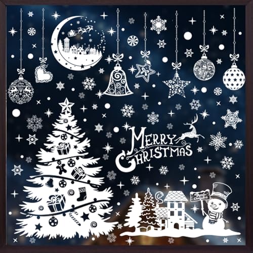 #VerdientProvisionen<br>Fensterbilder Weihnachten Selbstklebend Schneeflocken Fensterdeko Wiederverwendbare Statische Weihnachtsfensterbilder Winter Fenstersticker Schneeflocken Fensteraufkleber Deko