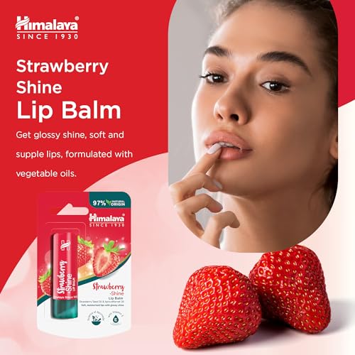 Himalaya Strawberry Shine Lip Balm with Strawberry Seed Oil- 4.5g (Pack of 4) - Image 5