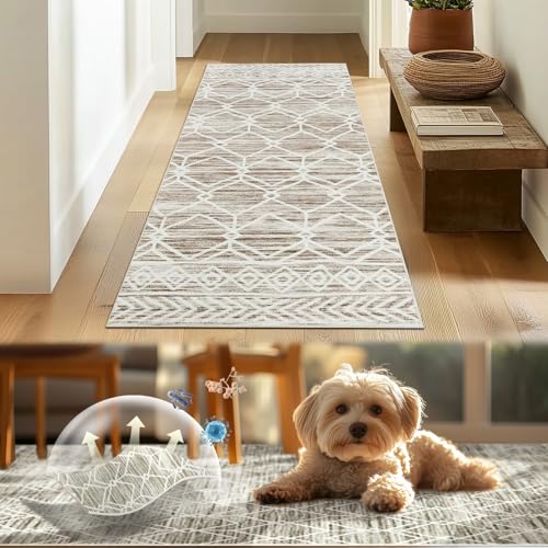 TOPICK Teppich Waschbar Boho Eingangsbereich Marokkanischer Niedrigfloriger Geometrischer Fleckenabweisend, rutschfest Ultradünner für Küche Schlafzimmer Bauernhaus Badezimmer Tür 90x150(cm) Braun TOPICK Teppich Waschbar Boho Eingangsbereich Marokkanischer Niedrigfloriger Geometrischer Fleckenabweisend, rutschfest Ultradünner für Küche Schlafzimmer Bauernhaus Badezimmer Tür 90x150(cm) Braun