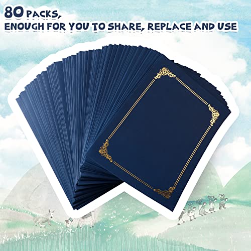 Fainne 80 Pieces Certificate Holders Diploma Holders Document Holder Certificate Covers Certificate Folders With Gold Foil Border For Letter Size 8.5 X 11 Inches Diploma Documents Awards (Navy Blue) #TOP3