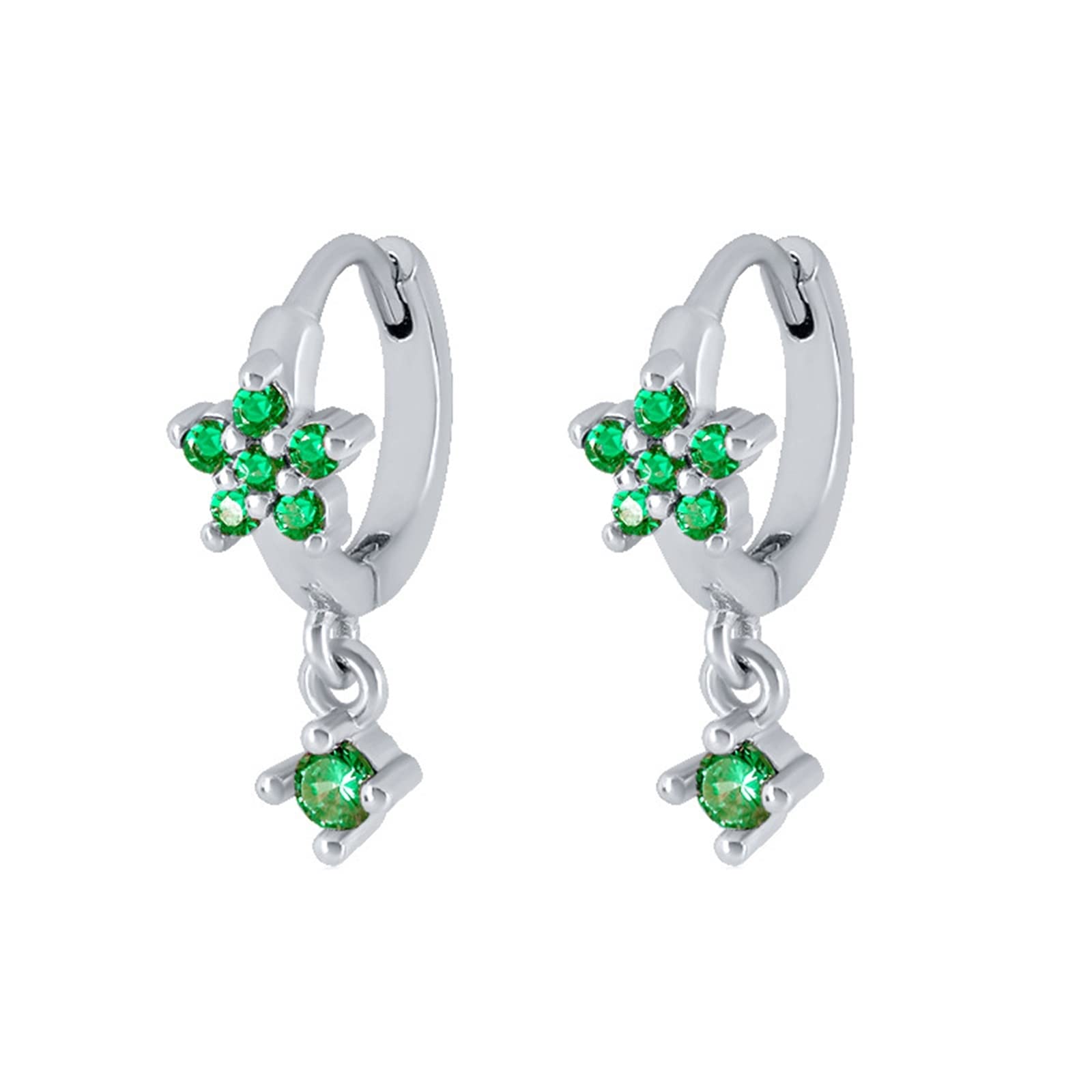 WZGWDC 925 Silber Ohrringe Vintage, Creolen für Damen Polierte Blume Zirkonia Hypoallergener Knorpel-Piercing-Schmuck