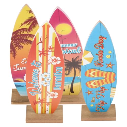 Alipis Letrero De Tabla De Surf De Madera para Mesa Decoración Náutica De Verano En Hogar Y Bar Estilo Mediterráneo Juego De 4 Piezas
