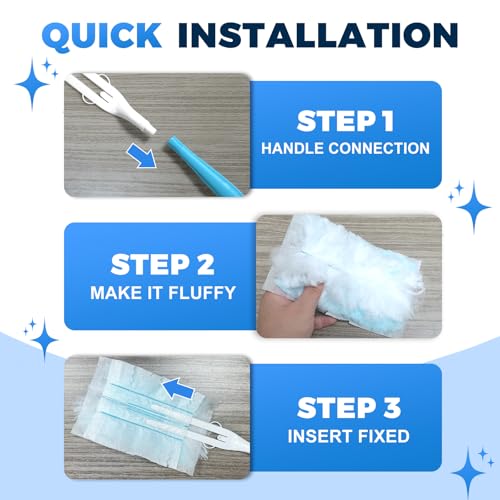 Image of Duster Refills Compatible with Swiffer Duster Refill Heavy Duty, 80 Refills & 4 Handles Kit for Swiffer Duster Kit, Dusters for Cleaning Car Electronics Furniture Blinds, Ceiling Fan Cleaner