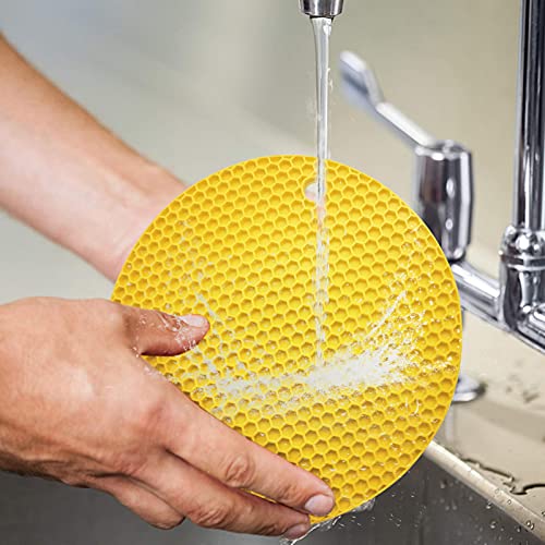 Image of Countertop Protector Heat Resistant Trivets for Hot Pots and Pans - Non-Slip Insulated Heat Pads for Kitchen Counter Yellow Pack of 6