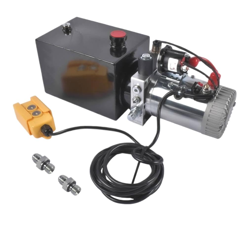 Hydraulic Power Unit Replacement Compatible with Dump Trailers 6 Quart 12V Single Acting Pump 3200 PSI 2.0 GPM SAE #6