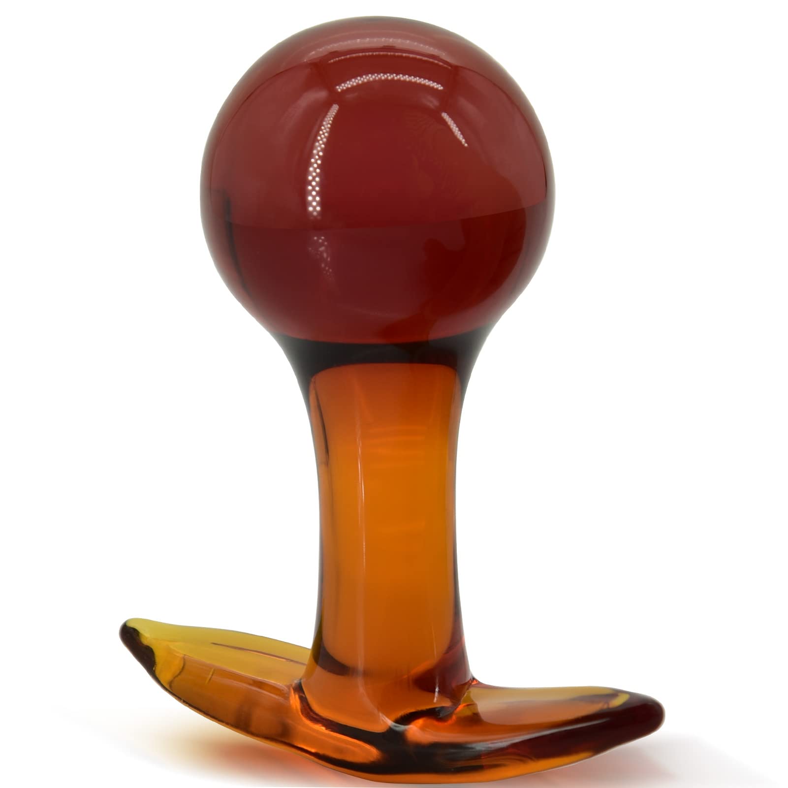 Glass Anal Plug Butt Plug with Curved Based for Comfortable Long Term Wear Prostate Massager Brown Sex Toy