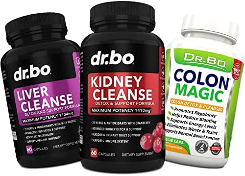 Kidney, Liver & Colon Cleanse Detox Support Supplement – Natural Bowel Cleanser Pills for Intestinal Bloating & Daily Constipation Relief – Help Bladder Control, Urinary Tract & Gallbladder Health