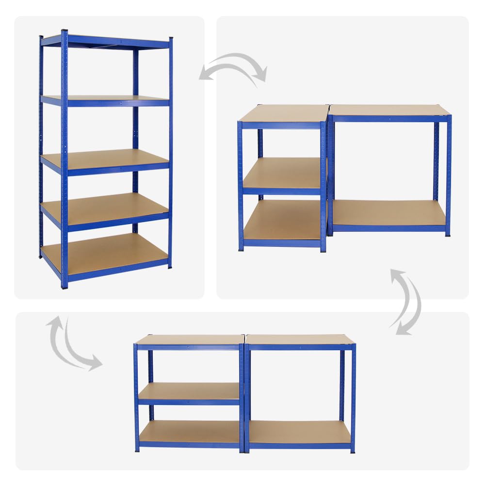 PROREGAL Mega Deal 4X Étagère Robuste Taurus | HxLxP 180x90x60cm | Charge du Compartiment 175kg | Bleu | Pour Garage et Cave