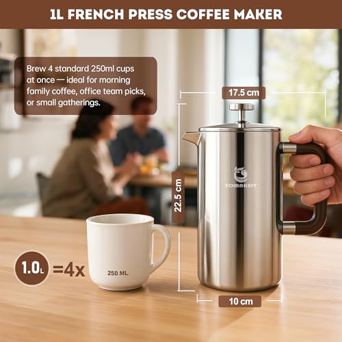 TOMAKEIT 34oz Leak-Proof French Press