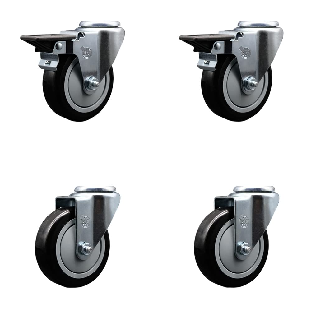 Polyurethane Swivel Bolt Hole Caster Set of 4 w/4