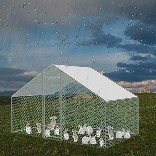 Cecaylie Hühnerstall 3x2x2m Freilaufgehege XL mit Schloss, Verzinkter Stahl Kleintierstall Kleintiergehege Outdoor… – Bild 8