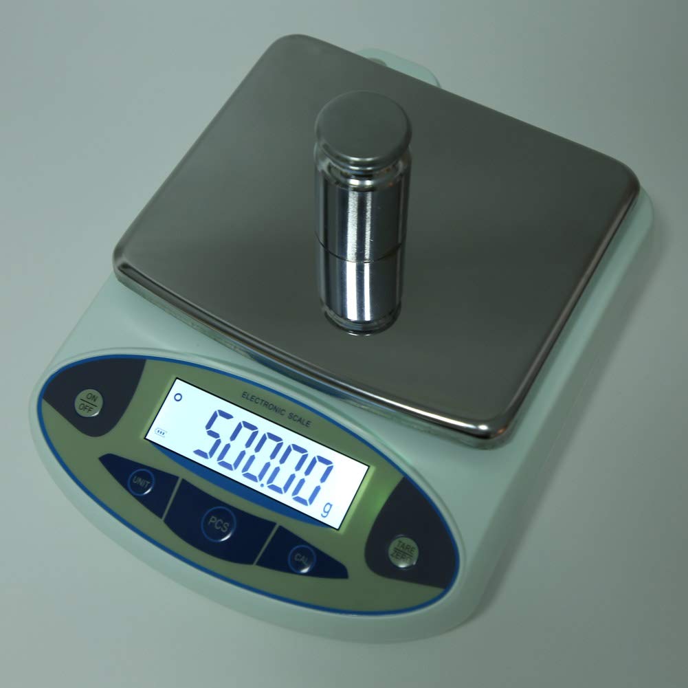 Balanza analítica de precisión digital para uso en laboratorio y joyería - Capacidad de 1000 g con resolución de 0,01 g - Báscula electrónica inteligente con sensores de alta