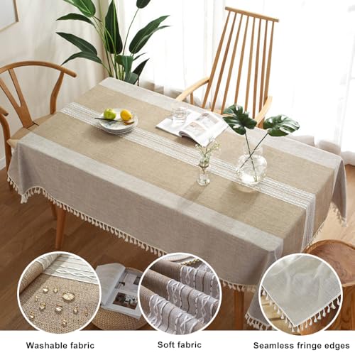 Nappe en lin coton style minimaliste marron de qualit&eacute; sup&eacute;rieure - 2