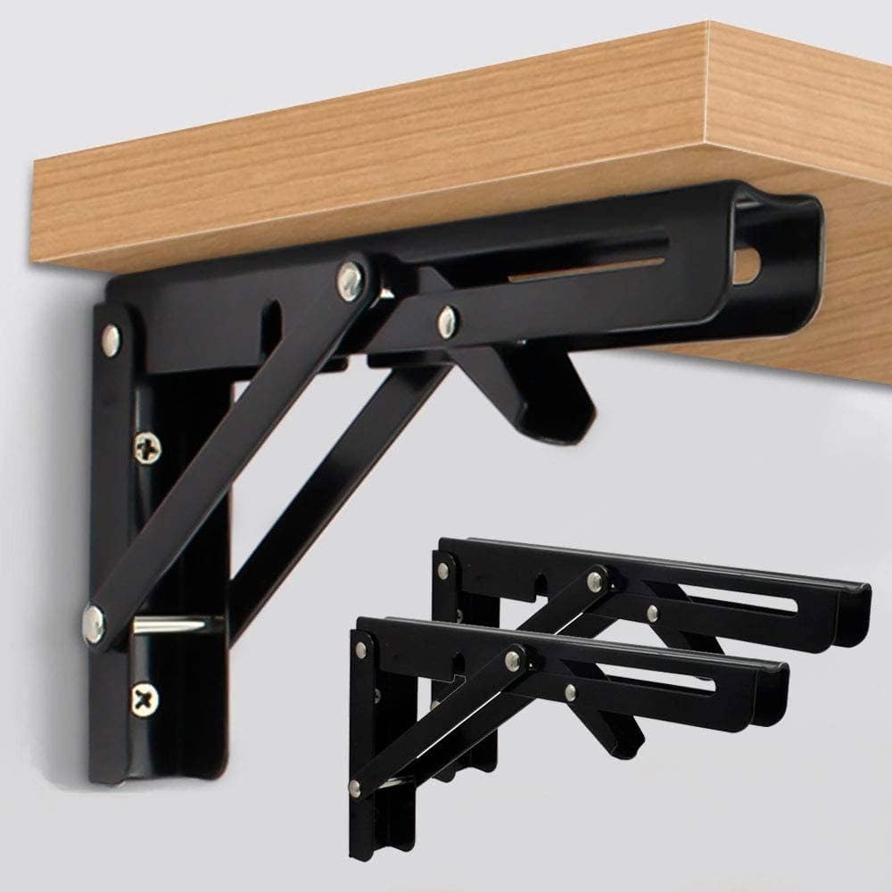 CETLO Heavy Duty Folding Shelf Bracket - Collapsible Metal Wall Mount Brackets for DIY Projects, Space Saving Bench, Table, Shelf Support, and Folding Shelf Hinge Durable Design (30 CM) (1 Pair)-image-11
