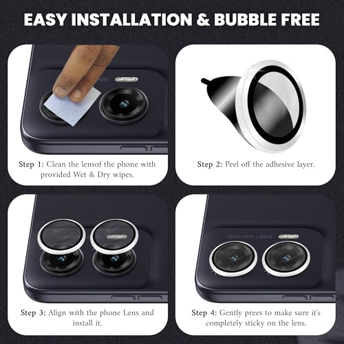 Image of ArmourPro Camera Rings Tempered Glass for Motorola G35, Tough HD Individual Aluminum Alloy Rings 9H Camera Cover, Scratch-Resistant,Camera Lens Protection| Silver, 1 Pack