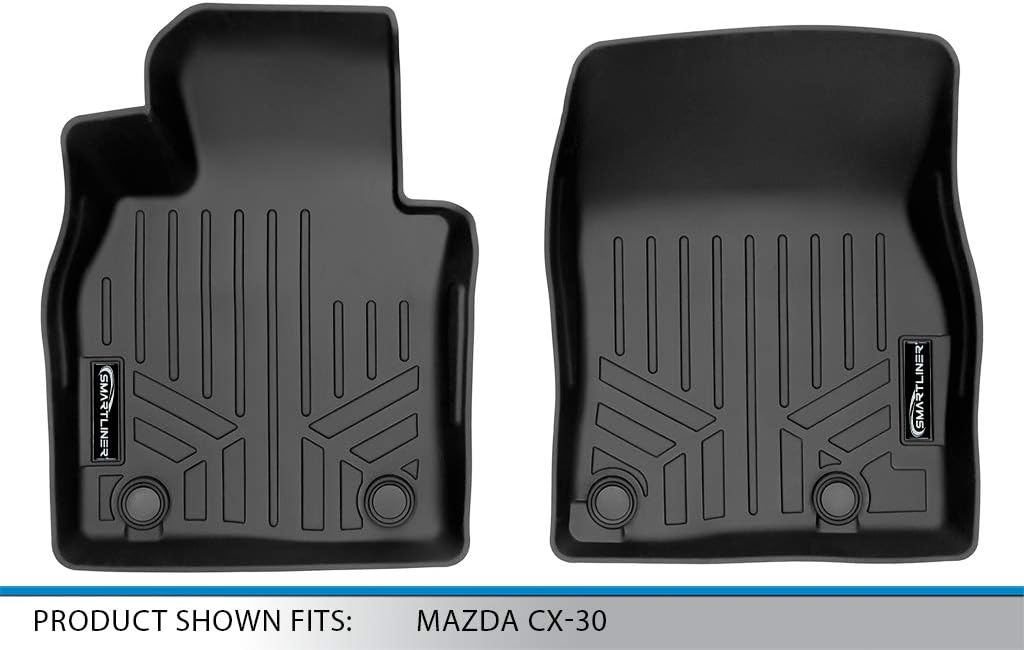 SMARTLINER Custom Fit All Weather 1st Row Floor Mat Liners Set Compatible with 2020-2025 Mazda CX30