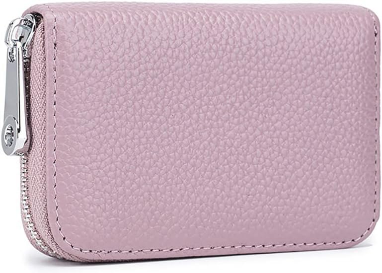Image of VOGARD Unisex RFID Blocking Leather Card Holder Wallet with Zip Closure | 12 Card Slots & Cash Pocket | Compact Accordion Credit Card Organizer for Men & Women (Lavender)