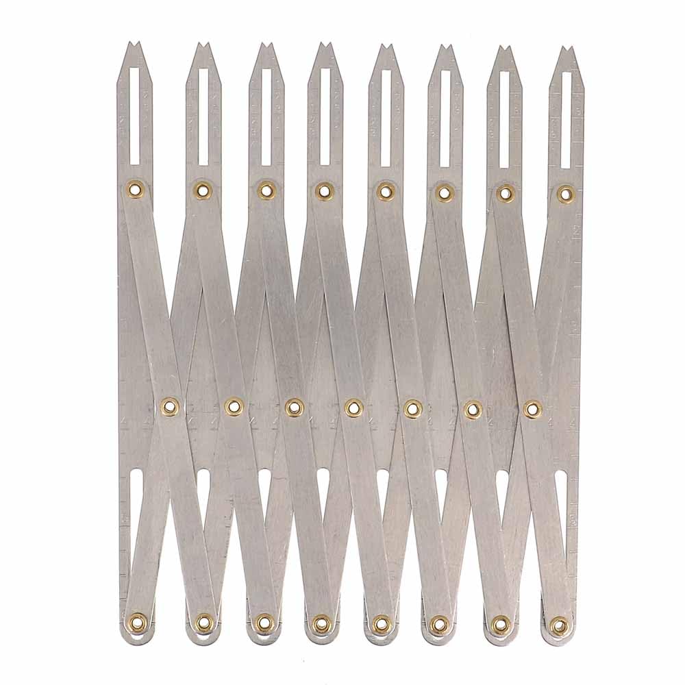 BOHIN France Expandable Sewing Gauge - Harmonica Design, Measuring Ruler up to 8 Buttonhole for Sewing Projects, Aluminium, Grey - 1 Piece