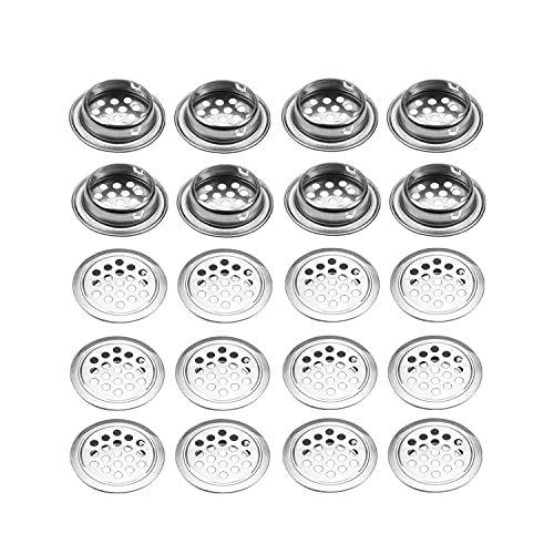 MroMax エアベントカバー ベントホール エアベントホール 換気口 空気ベント 換気グリル 通気口カバー 空気を通し パネル面 ステンレス製丸型ガラリ 戸棚空気ベント 空気循環 屋内換気口 換気装置 取付穴経29mm 100個入り