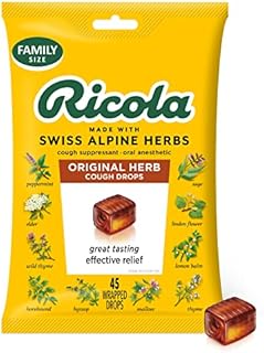 Ricola Original Herb Cough Drops, 45 Drops, Unique Swiss Natural Herbal Formula With Menthol, For Effective Long Lasting Relief, For Coughs, Sore Throats Due To Colds, (Count Size May Vary)