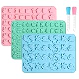 Alimat PluS Silicone Gummy Molds, Candy Molds with 2 Droppers, Chocolate Molds Including Mini Fruits, Sea animals, Hearts, Flowers, Stars and Bunnies, Pack of 3 for 152 Gummies