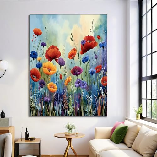 Toile salle de bain fleurs aquarelle pour rafraîchir un mur sans charme