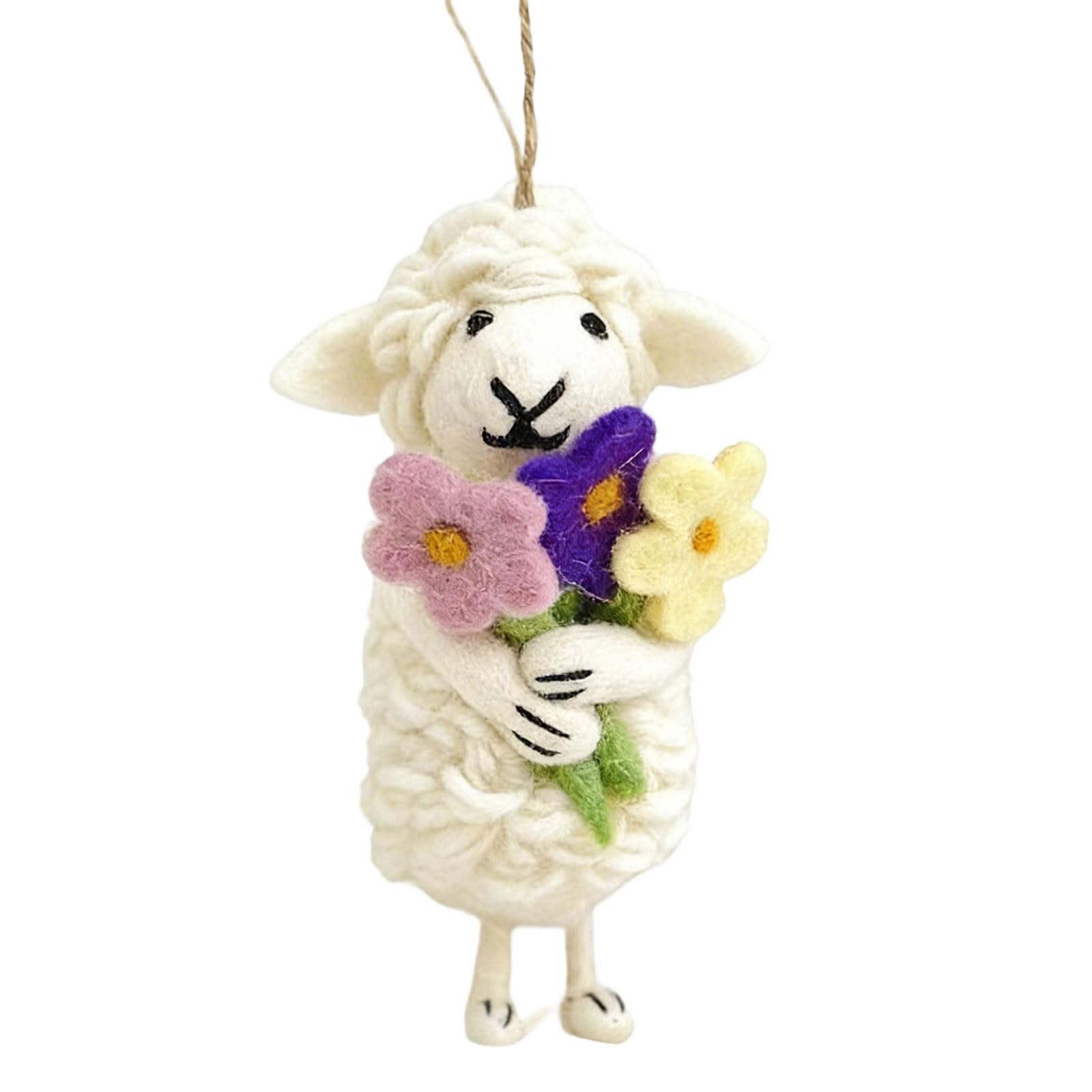 hogtnd Crochet Flower Sheep Keychain Rose Bag Charm Pendant Valentines Friend Couples Aesthetic Keychains Lovely Bag Charm Crochet Rose Flower Sheep Keychain Car Keyring KeyHolder