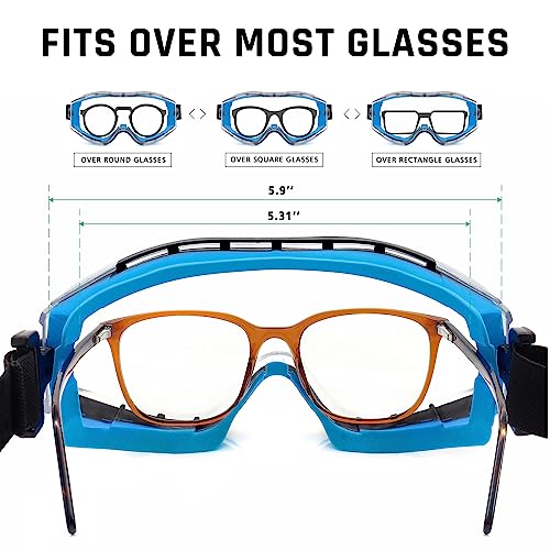 UKNOW Safety Goggles Over Glasses - Anti-Fog Clear Lens - ANSI Z87.1 Certified Eye Protection for Lab Work, Industrial Use