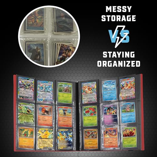 CardGuard Trading Card Binder Pro-Folio – 9 Pocket Binder - Side-Loading Album, Durable & Acid-Free Storage for Pokémon, YuGiOh, MTG, TCG, Game & Sports Cards, Red