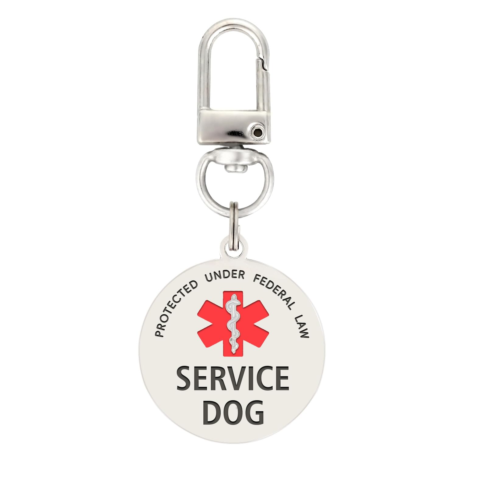 MYDEERYOO Service Dog Tag for Harness, Service dog ID Tag, Double Side Engraved Protected Under Federal Law with Medical Alert Symbol Easily Attach to Dog Collar, Harness or Vest (S)