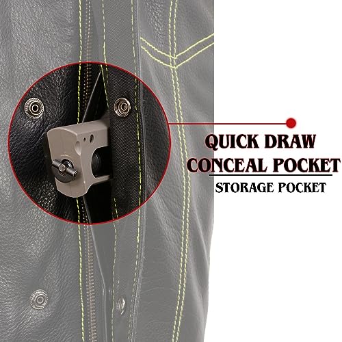 Milwaukee Leather MLM3528 Men's Black 'Paisley' Accented Neon Green Stitching Leather Vest w/Armhole Trim4