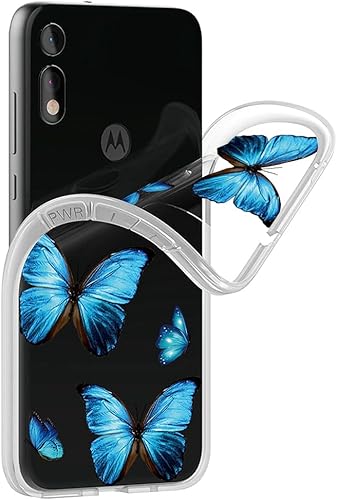 Miniatura 3 de Yerebel - Funda para Moto E 2020, Motorola E 2020, funda de silicona transparente, flexible, carcasa de silicona para Motorola Moto E 2020 (mariposa