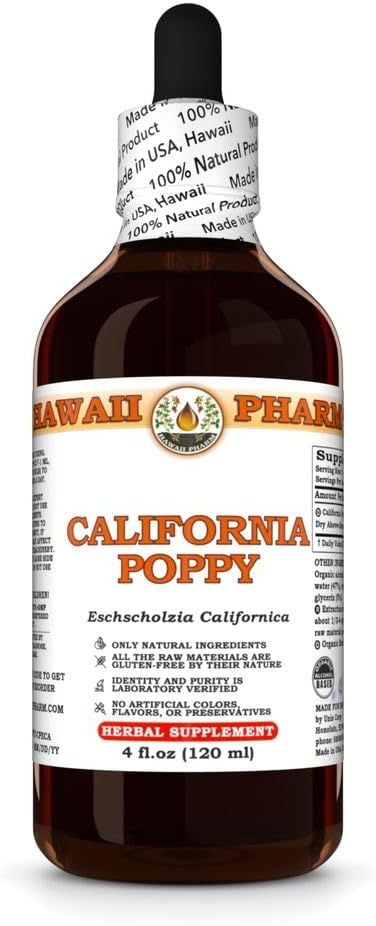 HawaiiPharm California Poppy (Eschscholzia californica) Aerial Parts Liquid Extract, 4 fl oz