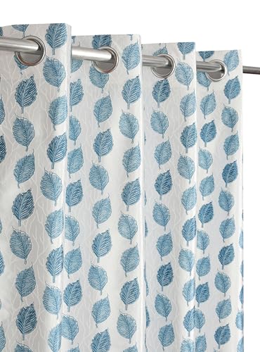 Image of Room Darkening Home Decor Curtains for Living Room, Bedroom Doors and Windows Panel, Parda, Eyelets Hanging, Blue, 4 x 5 Feet, 1 Piece